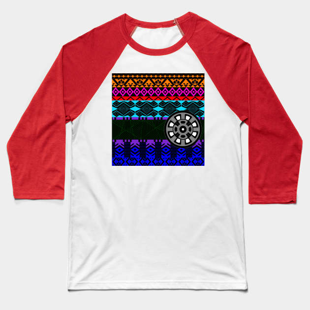 mandala pattern in totonac art in ecopop wallpaper Baseball T-Shirt by jorge_lebeau